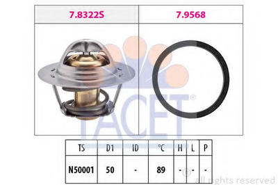 Термостат Duster/Logan/Clio/Kangoo/Megane I, II, III 1,4/1.6/2.0i 98- (88 C) Facet (78322)