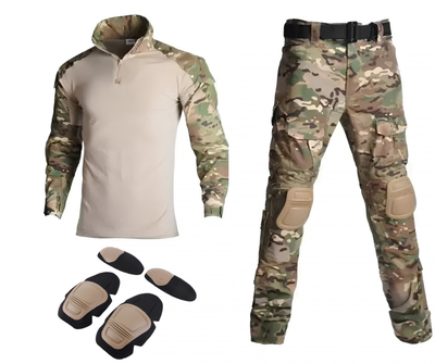 Тактичний військова форма, костюм Military Army Multicam, Штани із захистом колін L мультикам