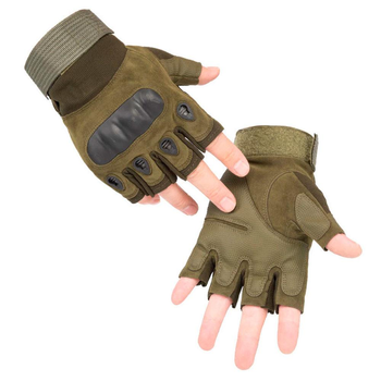 Тактические беспалые перчатки митенки, Зеленый, 2XL