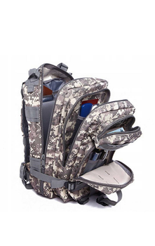 Рюкзак сумка на плечі ранець 28 л піксельний камуфляж 45 х 22 х 26 см дволямковий із регульованими ременями та ручкою для перенесення 7 внутрішніх кишень