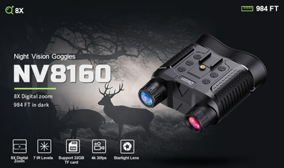 Бонікуляр пристрій нічного бачення з кріпленням на голову Dsoon NV8160 (Kali) один суцільний екран із гумовою окантовкою для полювання та охорони об'єкта