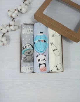 Набор пеленок для новорожденных: непромокаемые и фланелевые a.l.babybox Мишки на шариках Разноцветный