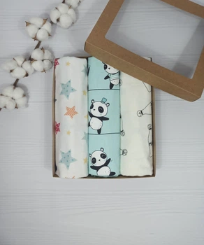 Набор пеленок для новорожденных: непромокаемые и фланелевые a.l.babybox Панды акробаты Разноцветный