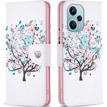 Чехол с рисунком Deexe Color Wallet для Xiaomi Poco F5 / Redmi Note 12 Turbo - Flower Tree