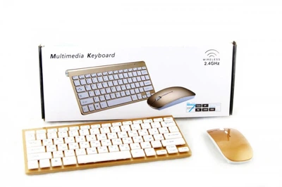 Набор клавиатуры и мыши Wireless 902 Apple gold 5263 беспроводная