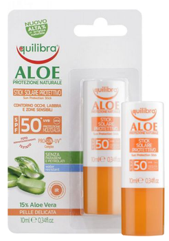 Stick do ochrony przeciłsłonecznej Equilibra Sun Stick Aloe Vera SPF 50+ UVA UVB IR 10 ml (8000137016723)