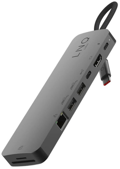 Linq Dock USB Hub 9-w-1 Pro USB typu C, wieloportowy, srebrny (LQ48020)