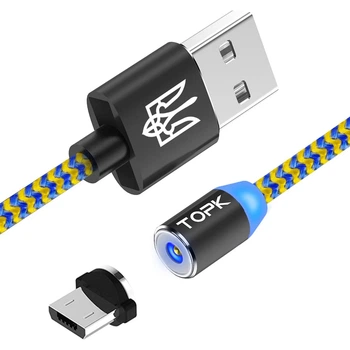 Магнітний кабель USB для зарядки TOPK AM23 UA 1M MicroUSB