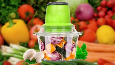 Блендер VEGETABLE MIXER Молния с двухярусным лезвием универсальный измельчитель от сети (ICL44)
