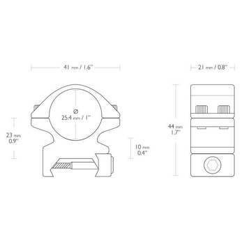 Кільця Hawke Match Mount, 25.4 мм, Medium, на Weaver / Picatinny