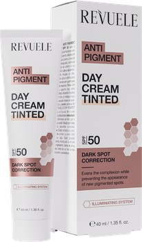 Дневной тонируюший крем против пигмента для лица Spf 50 Revuele Anti Pigment 50мл