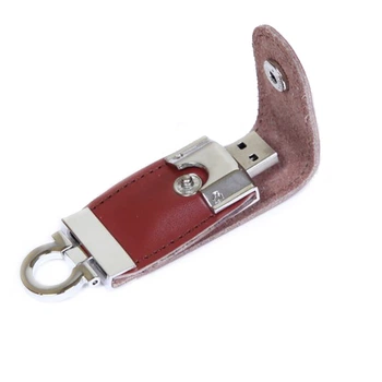 Флешка 32GB USB 2.0 "Кожаный с застежкой Brown"