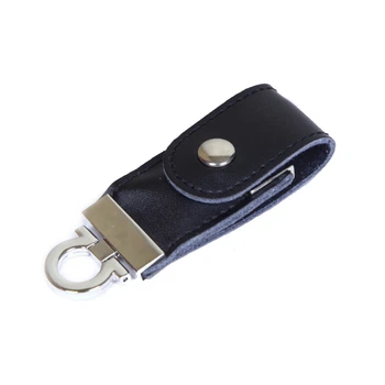 Флешка 32GB / 32ГБ USB 2.0 "Кожаный с застежкой Black"