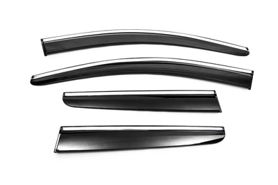 Ветровики с хромированным молдингом (4 шт., Sunplex Chrome) для Peugeot 3008 2016-2023 гг