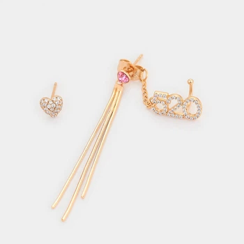 Сережки кафи з кристалами Swarovski Greativity 38989 розмір 80х8 мм вага 2.4 г колір рожевий позолота 18К