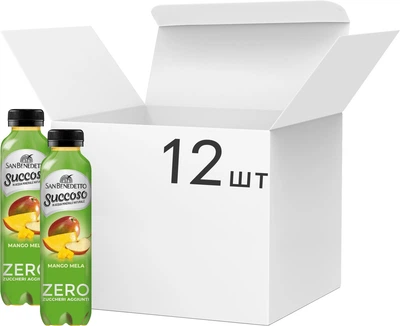 Упаковка соковмісного напою San Benedetto Succoso Zero Mango Mela 0.4 л х 12 шт (8001620018408)
