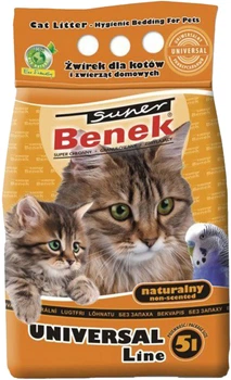 Бентонитовый Универсальный наполнитель Super Benek для кошачьего туалета натуральный 5 л (5905397010180)