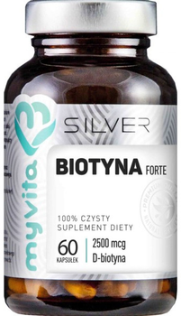 Добавка харчова Myvita Silver Біотин 100% 2500 мкг 60 капсул (5903021590275)