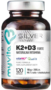 Харчова добавка Myvita Silver Вітамін K2 100+D3 2000 Forte 120 капсул (5903021590725)