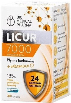 Харчова добавка Bio Medical Pharma Licur 7000+Vit D 30 капсул Куркумін (5905669622059)