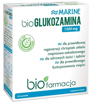 Харчова добавка Biofarmacja Біоглюкозамін 1500 мг 20 пакетиків (5907710947203)
