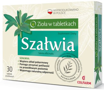 Colfarm Szałwia 30 tabletek na Problemy z Poceniem Się (5901130350483)