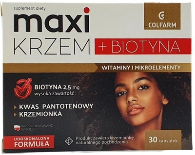 Colfarm Maxi Krzem + Biotyna 30 kapsułek Zdrowe Włosy (5901130359776)