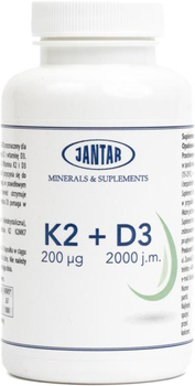 Харчова добавка Jantar Вітамін K2 MK7 200 мкг D3 2000 90 капсул (5907527950403)