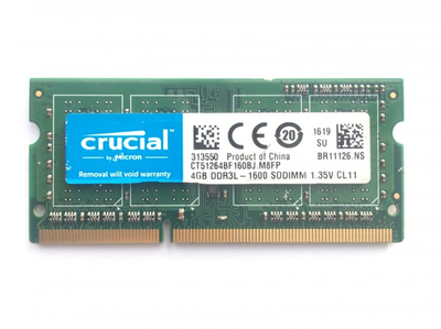 Оперативная память Crucial (SO-DIMM, DDR3L, 4Gb, 1600MHz, CT51264BF160BJ.M8FP) Б/У