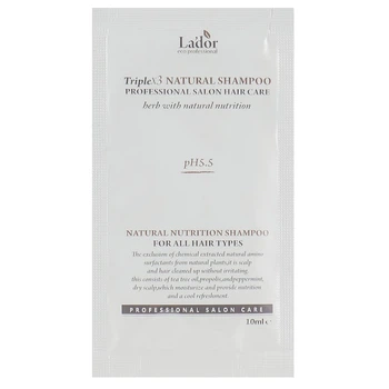 Професійний шампунь з протеїнами шовку та кератином La'dor Triplex Natural Shampoo пробник 10 мл
