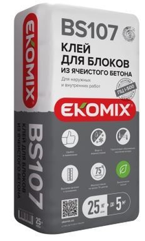 Клей для блоків з комірчастого бетону EKOMIX BS 107, 25 кг