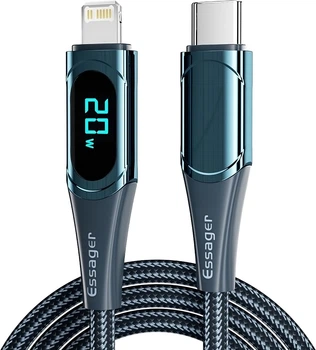Кабель Essager LED Digital Display USB Type C x Lightnining PD 20 Вт 2 м Синий (EXCTL-YDA03)