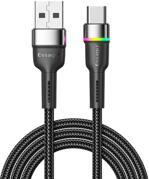 Кабель Essager Colorful LED USB-A x USB Type C 3 A 0.5 м Чорний (EXCT-XCDB01)