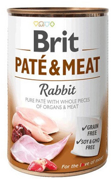 Вологий корм Brit паштет та м'ясо з кроликом для собак 400г (8595602557455)