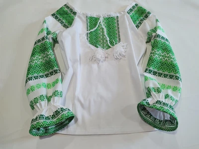 Вишиванка довгий рукав р.80-86 біла (Vh004)