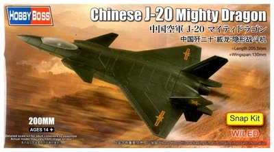 Сборная модель 1/100 китайский истребитель Chinese J-20 Mighty Dragon Hobby Boss 81902