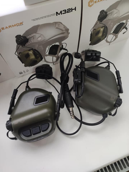 Активні навушники Earmor M32H MOD 3 з кріпленням на шолом олива
