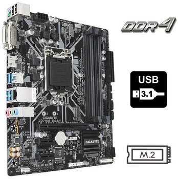Материнская плата Gigabyte Z370M DS3H / Socket LGA1151 / USB 3.1 / M.2 б/у