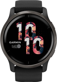 Спортивний годинник Garmin Venu 2 Slate Bezel with Black Case and Silicone Band (010-02430-11)