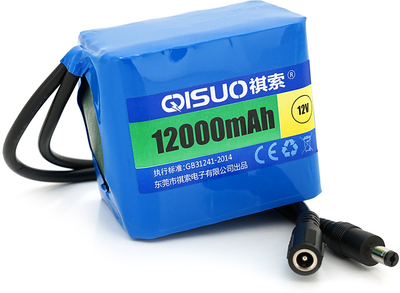 Аккумуляторная батарея QiSuo литиевая 12V 12A с элементами Li-ion 18650 DC5.5x2.1 (YT26024)