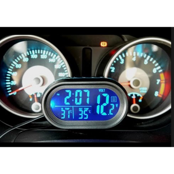 Авточасы з термометром і вольтметром VST 7009V Чорний (zhs0251)