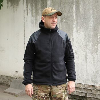 Флісова тактична куртка з капюшоном Шерман чорний розмір 56 (926)