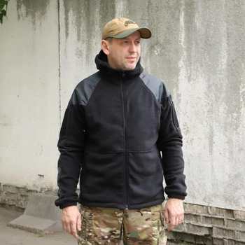 Флісова тактична куртка з капюшоном Шерман чорний розмір 62 (926)