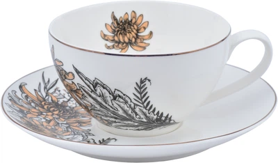 Чашка чайна з блюдцем Astera Charm Floral Brown 410 мл (A0530-CS410-B)