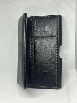 Чехол на ремень, пояс кобура поясной кожаный c карманами для телефона, черный (KG-8922)