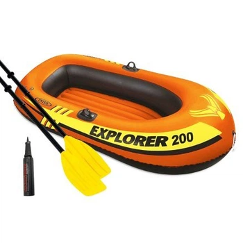Полутораместная надувная лодка Intex 58331 (58330-1) Explorer 200 Set, 185 х 94 см, (весла, мини насос). 2-х камерная
