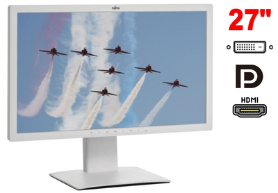Монитор Fujitsu P27T-7 / 27" IPS / 1x HDMI, 1x DP, 1x DVI, 1x VGA, 1x USB Type-B, 2x USB 2.0, 1x Audio / 2х2W / VESA100x100 / Pivot б/у