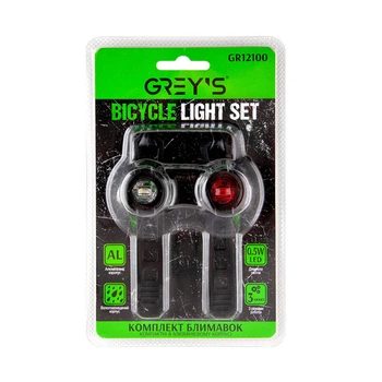 Набір велосипедного світла Grey's 2хLEDs 0.5W 2хCR2032 2 шт (GR12100)