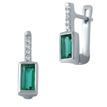 Серебряные серьги с изумрудом nano 0.73ct (2016199)