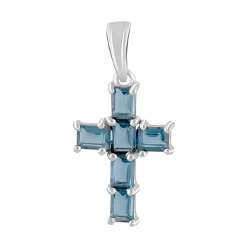 Серебряный крестик с топазом Лондон Блю 1.13ct (2092551)